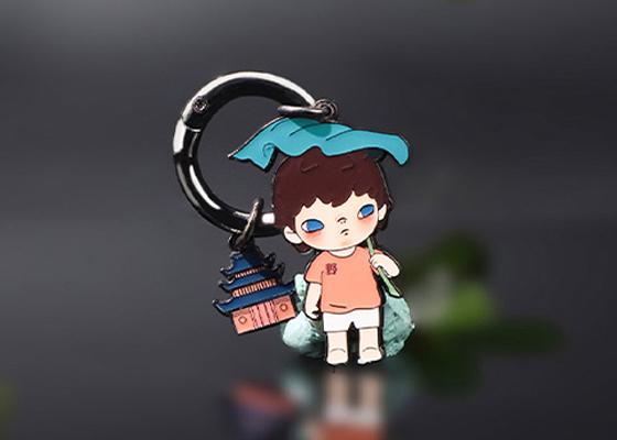 荷叶男孩金属滴胶钥匙扣定制